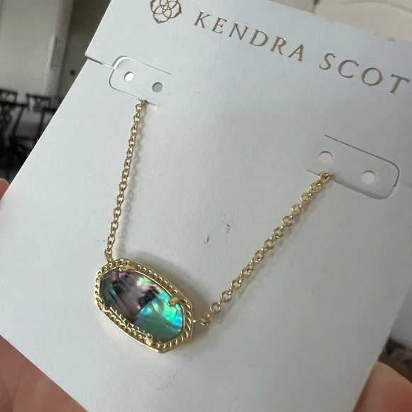 Kendra Scott Elisa Gold Necklace in Abalone Shell - Picture 2 of 5